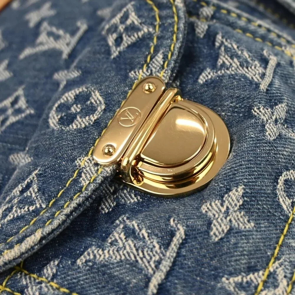 Louis Vuitton Blue Monogram Denim Baggy GM Hobo Shoulder Bag M95048 FL095 136291 - Picture 7 of 10